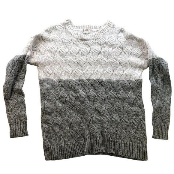 A New Day Womens Sweater Medium Textured Cable Knit Soft Cozy Colorblock Casual - Picture 1 of 7